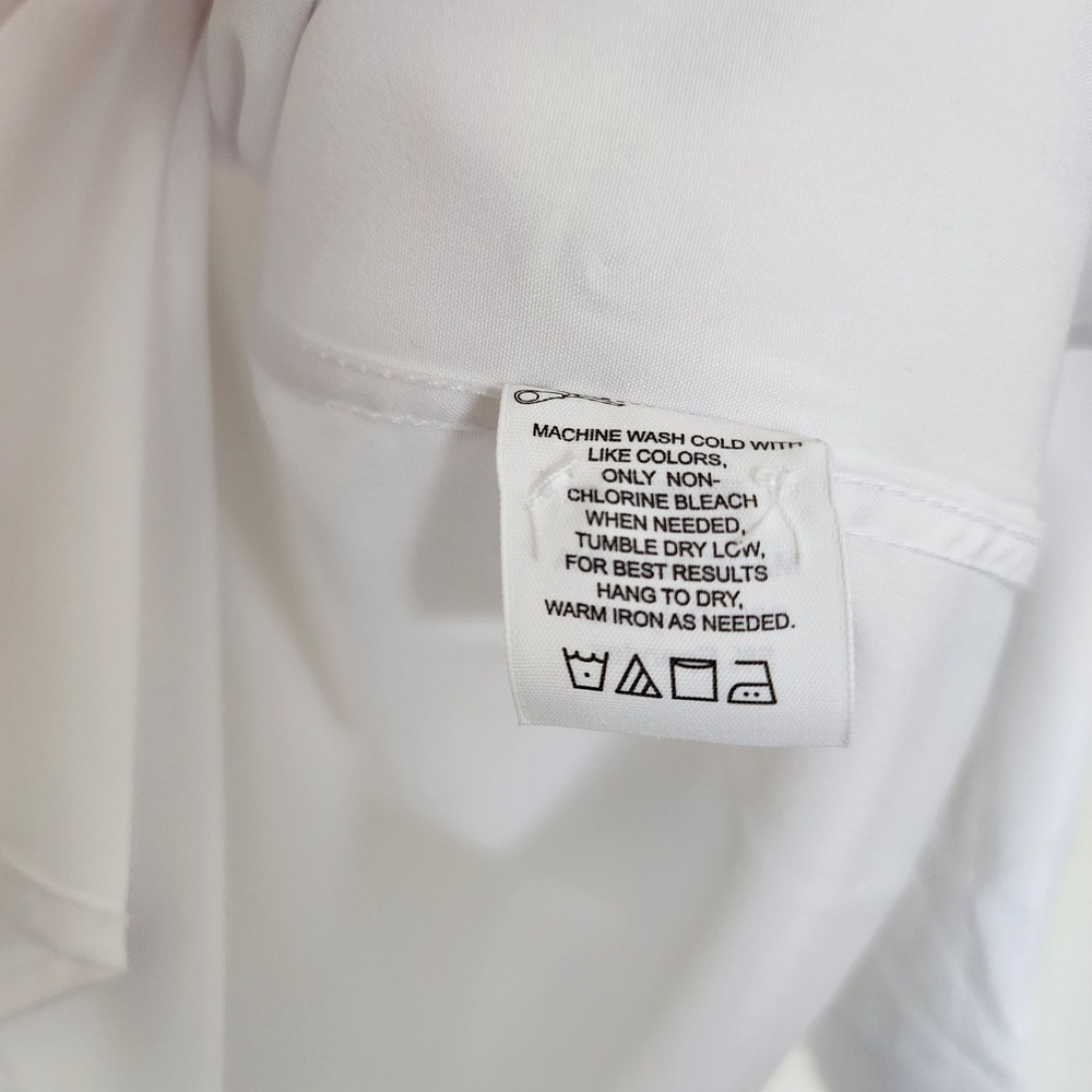☘️ Bill Blass Essentials Mens Slim Fit Non-Iron Traveler Shirt White L 16-16.5 - Picture 4 of 7